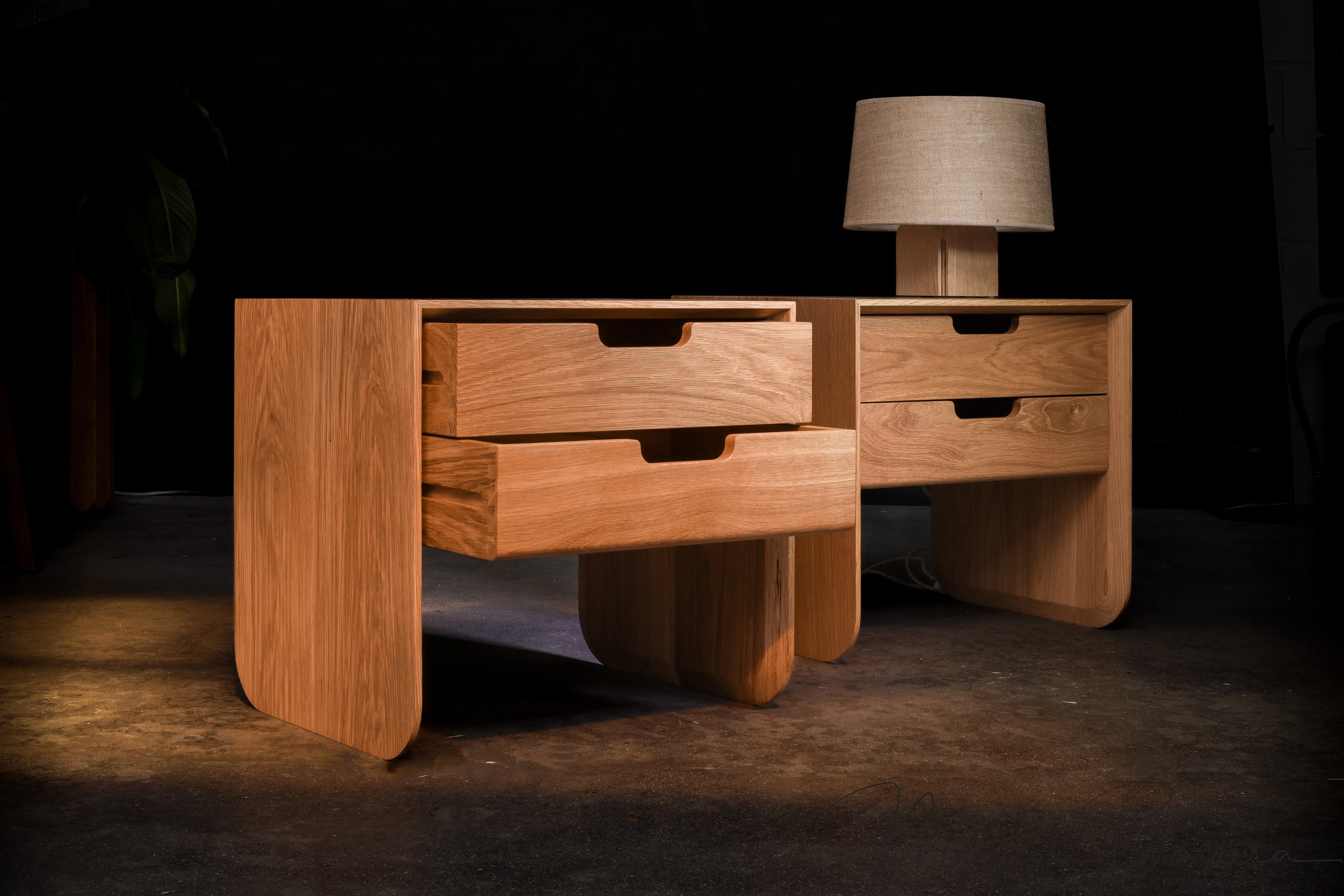 Solid timber brutalist nightstand
