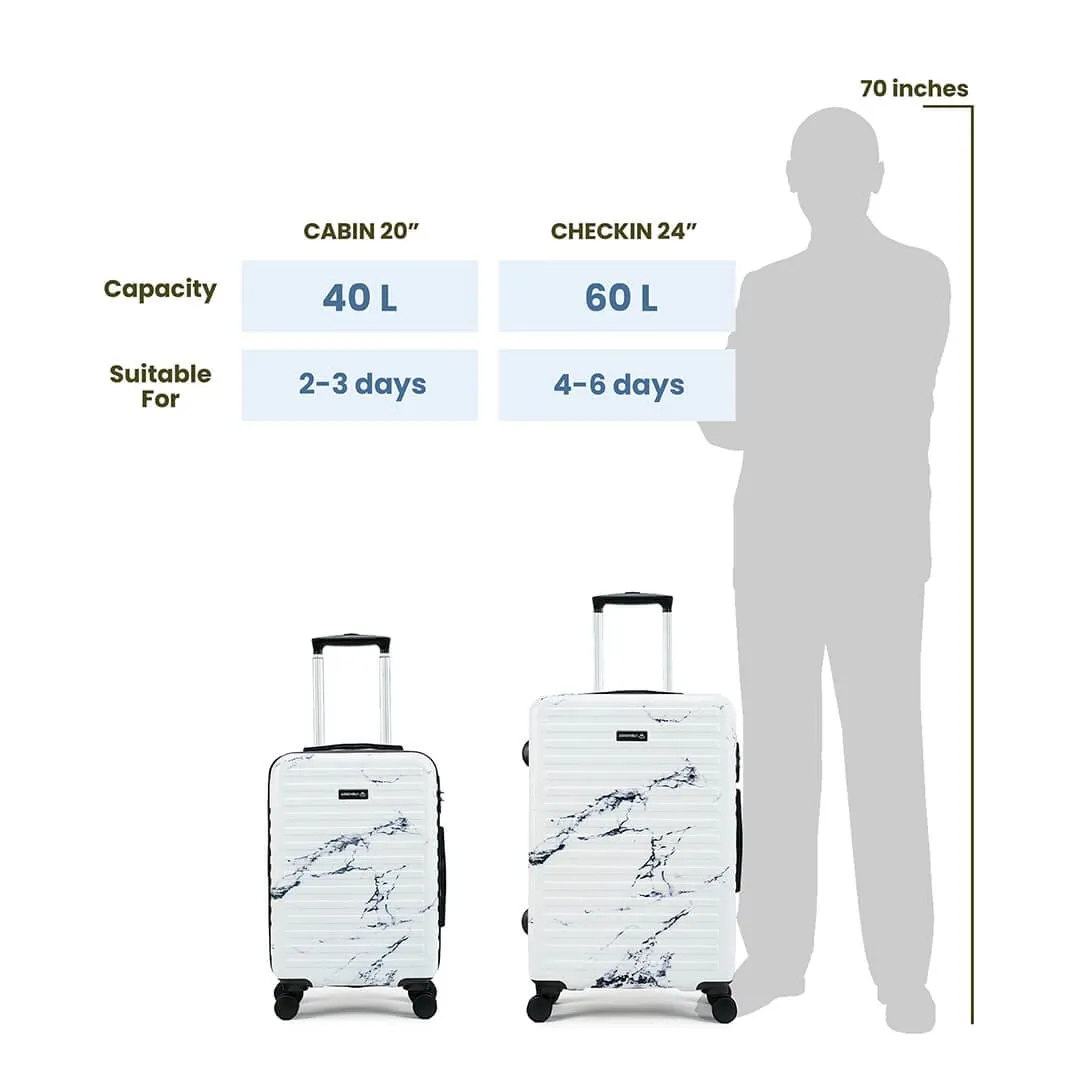 Stark | Marble Print | Cabin Hard Luggage