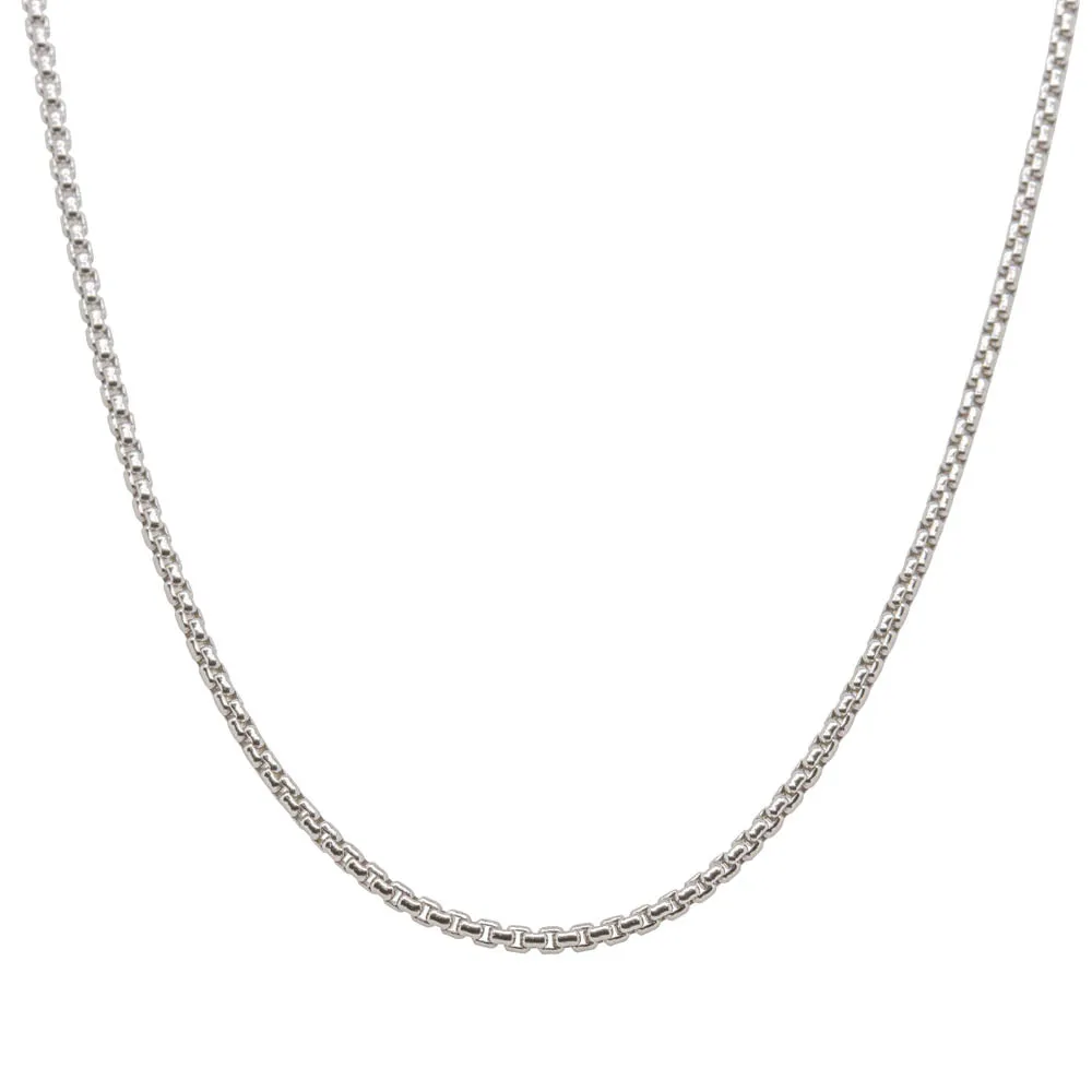 Sterling Silver Round Box Link Chain Necklace