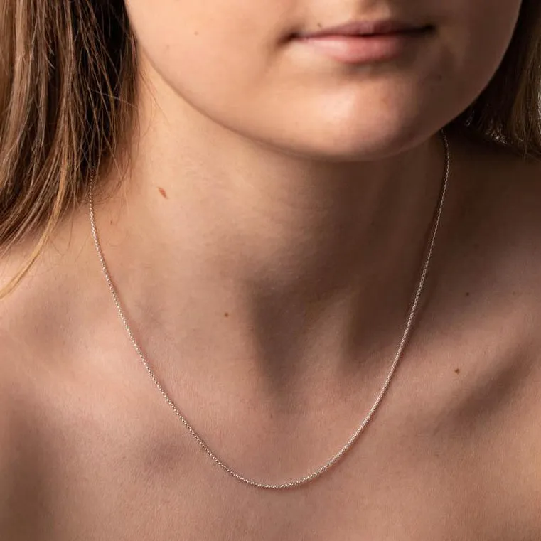 Sterling Silver Round Box Link Chain Necklace