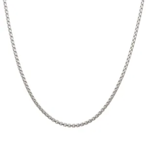 Sterling Silver Round Box Link Chain Necklace