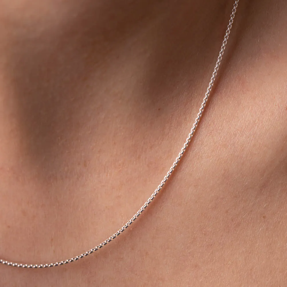 Sterling Silver Round Box Link Chain Necklace