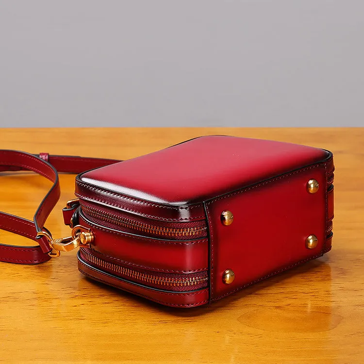 Stylish Cube Bag Womens Leather Crossbody Bags Shoulder Bag for Women