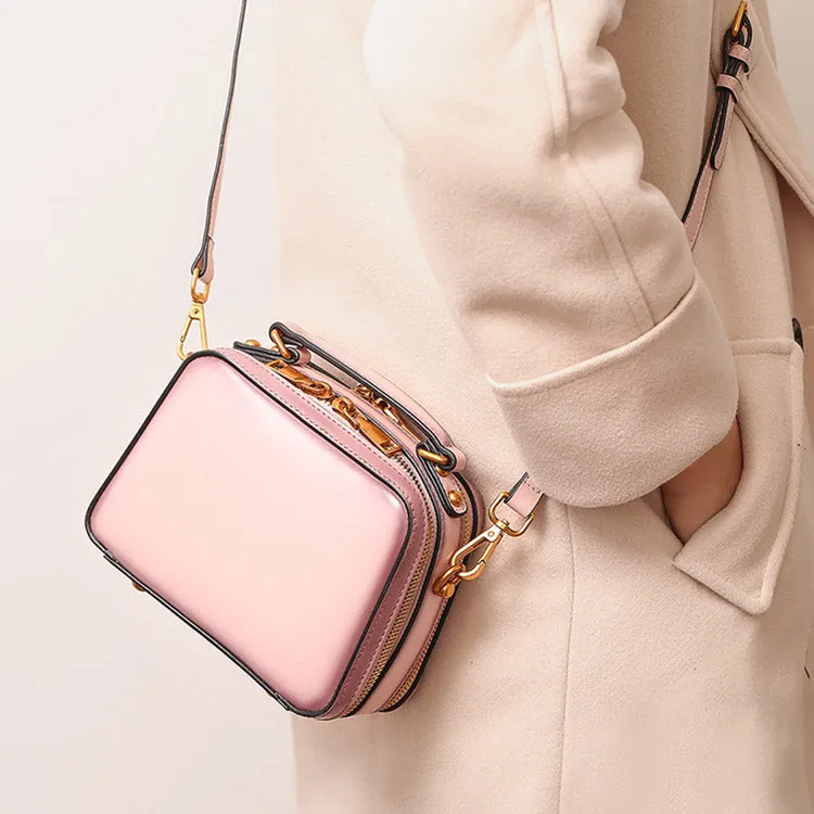 Stylish Cube Bag Womens Leather Crossbody Bags Shoulder Bag for Women