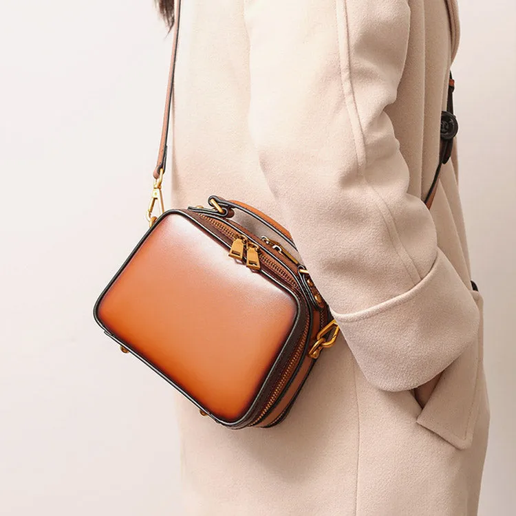 Stylish Cube Bag Womens Leather Crossbody Bags Shoulder Bag for Women