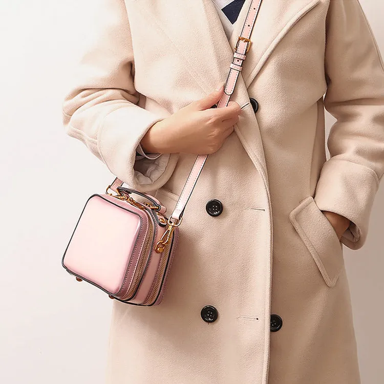 Stylish Cube Bag Womens Leather Crossbody Bags Shoulder Bag for Women