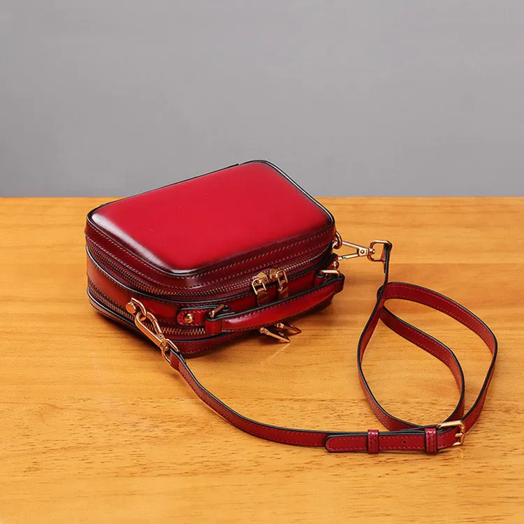 Stylish Cube Bag Womens Leather Crossbody Bags Shoulder Bag for Women