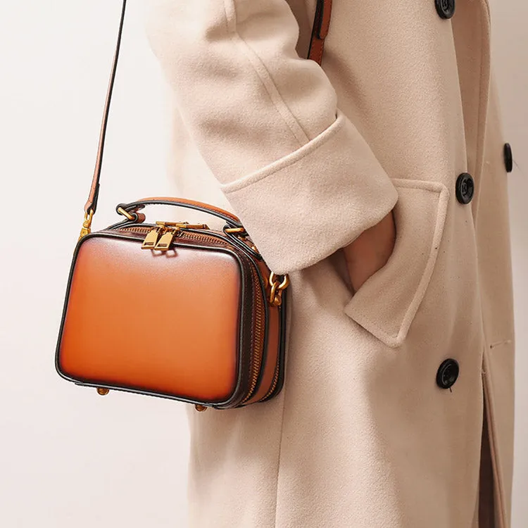 Stylish Cube Bag Womens Leather Crossbody Bags Shoulder Bag for Women