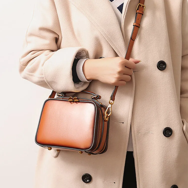 Stylish Cube Bag Womens Leather Crossbody Bags Shoulder Bag for Women