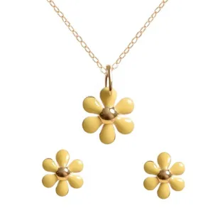 Summer Yellow Enamel Flower Set
