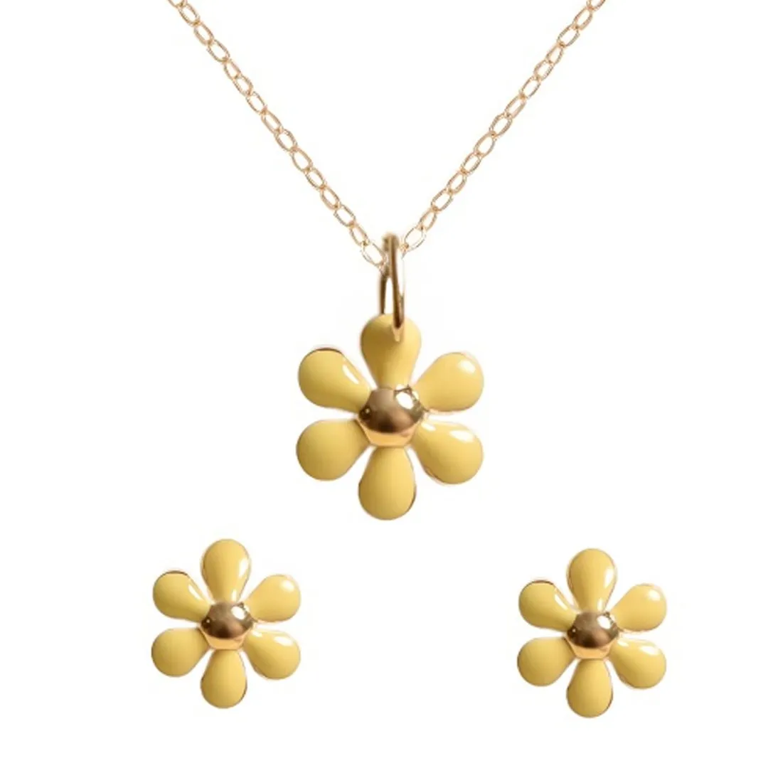 Summer Yellow Enamel Flower Set