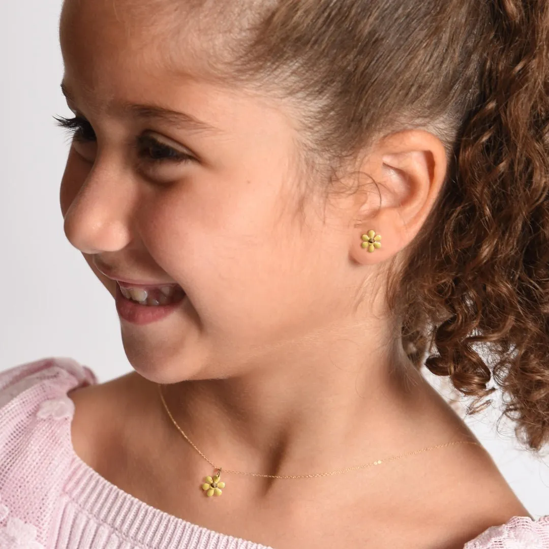 Summer Yellow Enamel Flower Set
