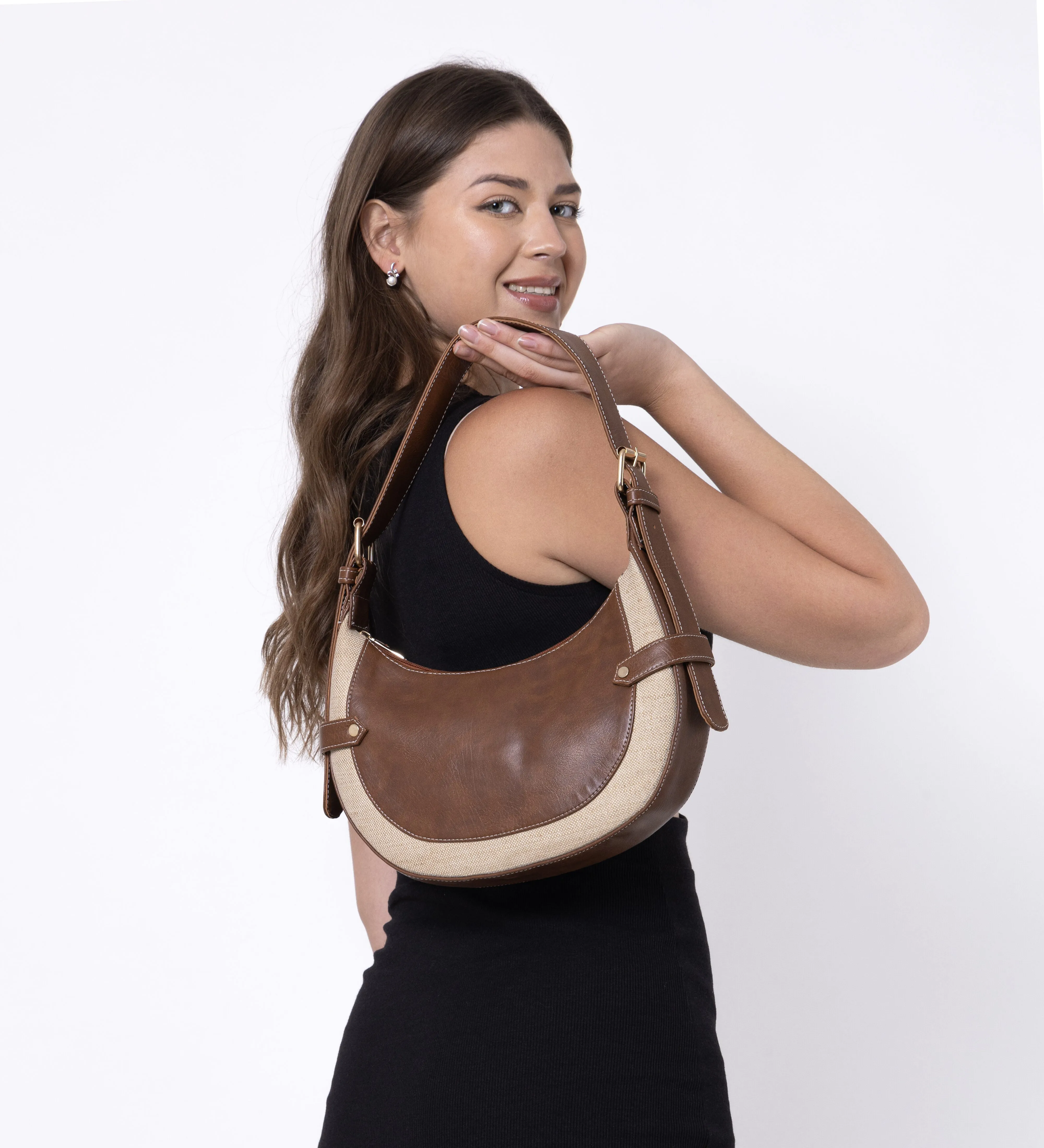 Tan-Beige Baguette Hand Bag