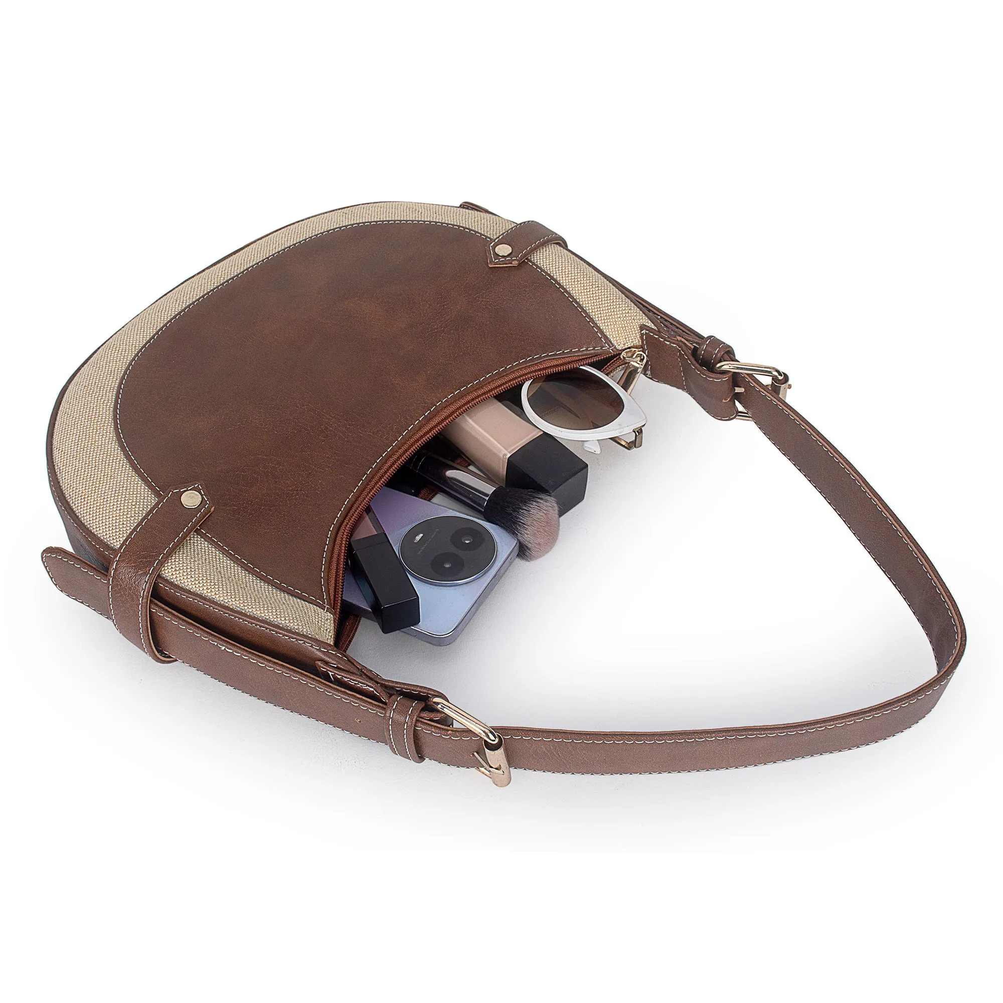 Tan-Beige Baguette Hand Bag