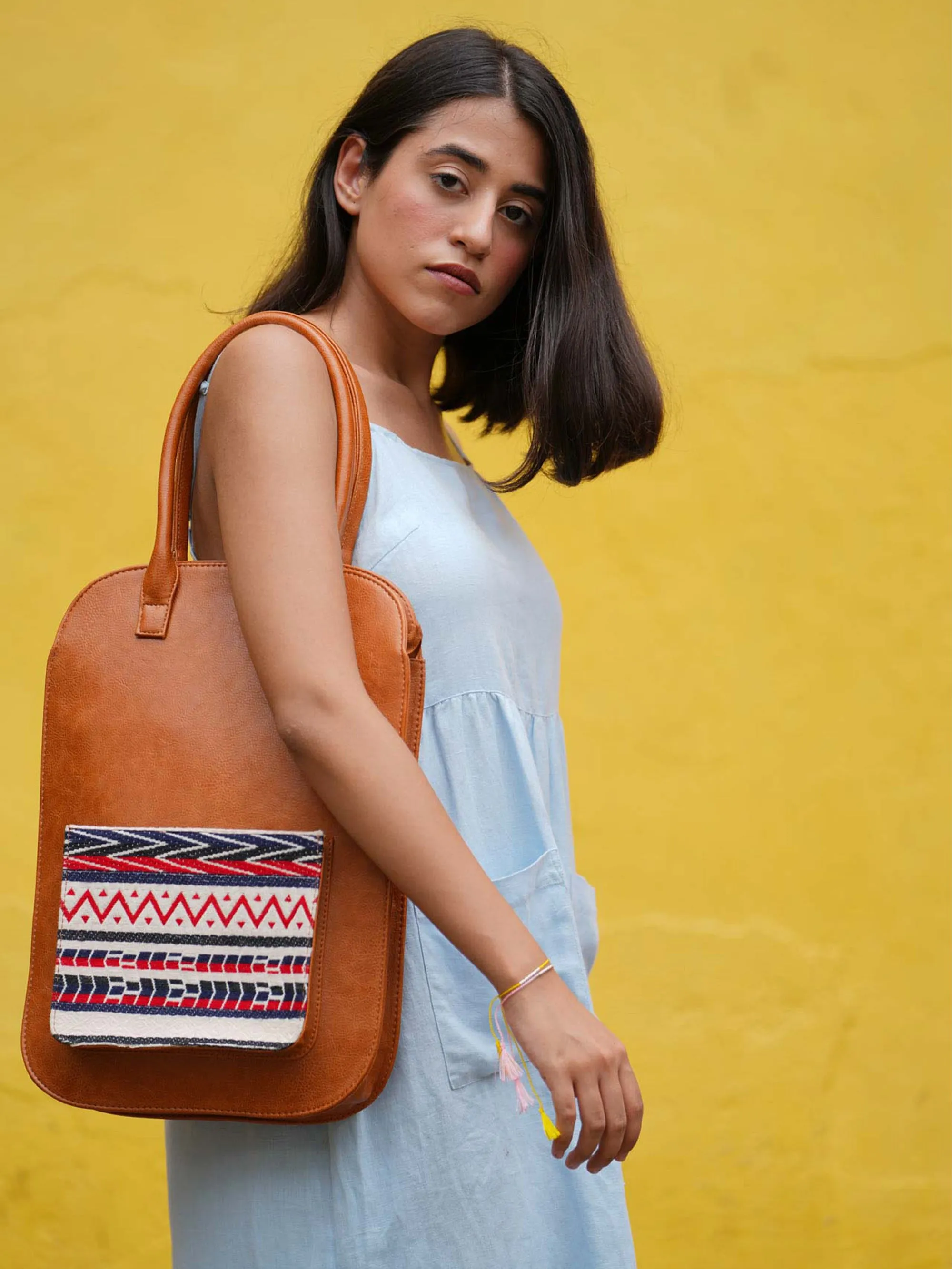 Tan Handcrafted Beatrice Laptop Bag