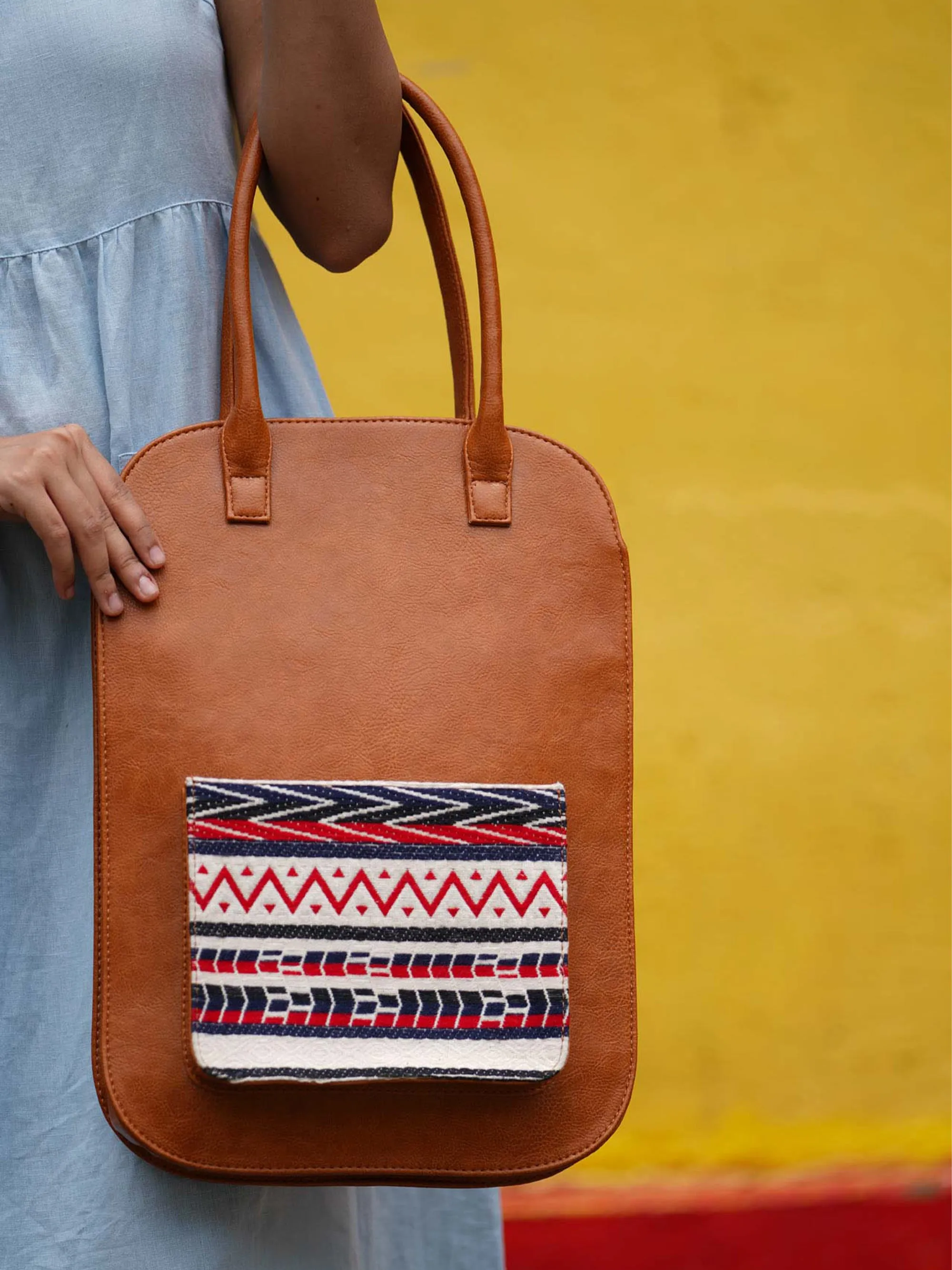 Tan Handcrafted Beatrice Laptop Bag