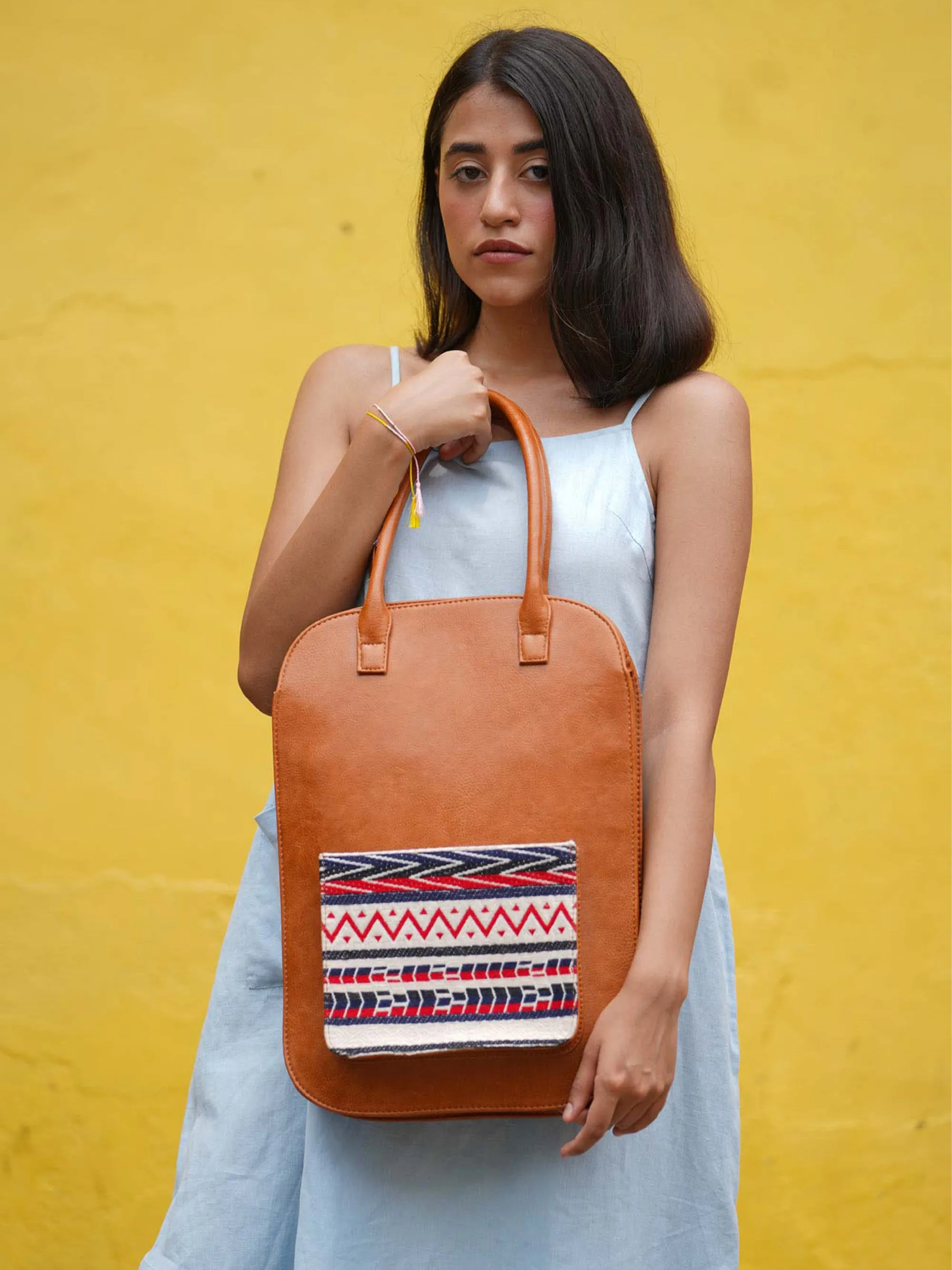 Tan Handcrafted Beatrice Laptop Bag