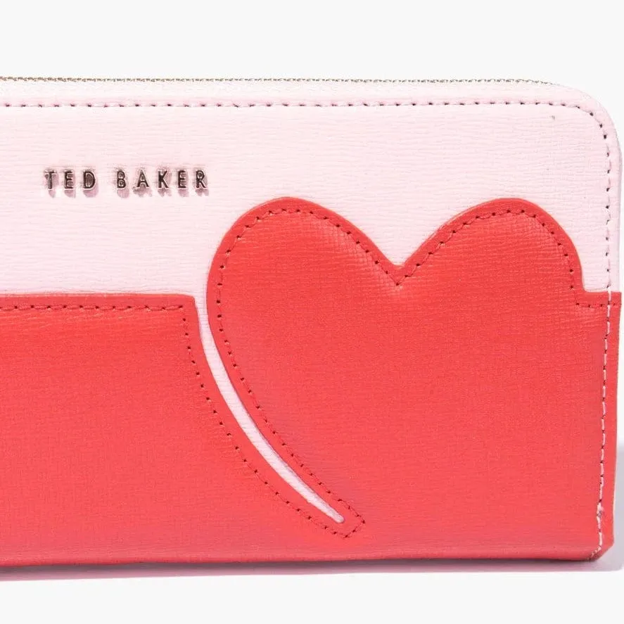 Ted Baker Hunieh Heart Zip Around Purse Pale Pink