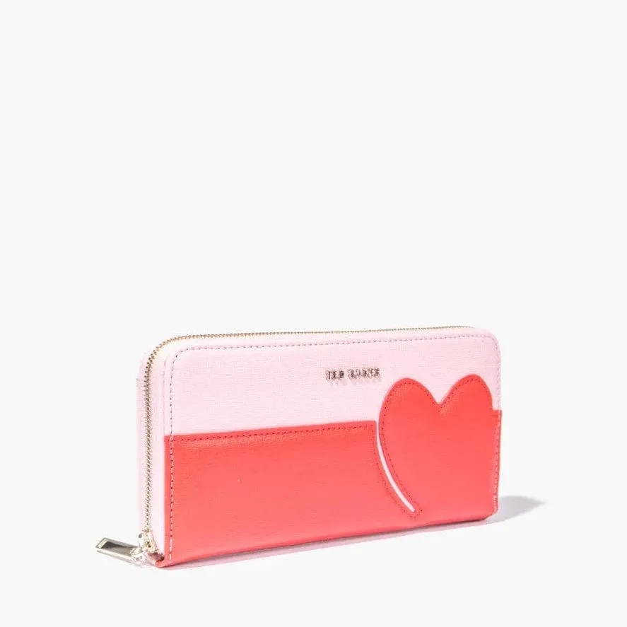 Ted Baker Hunieh Heart Zip Around Purse Pale Pink