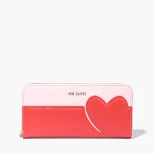 Ted Baker Hunieh Heart Zip Around Purse Pale Pink