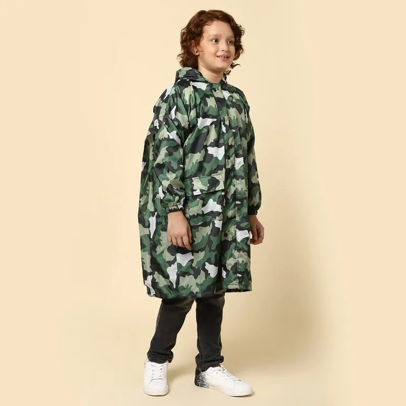 THE CLOWNFISH Archie Series Kids Waterproof PVC Longcoat with Adjustable Hood & Extra Space for Backpack/Schoolbag Holding. Plastic Pouch. Kid Age-9-10 years (Size-36-Pink)