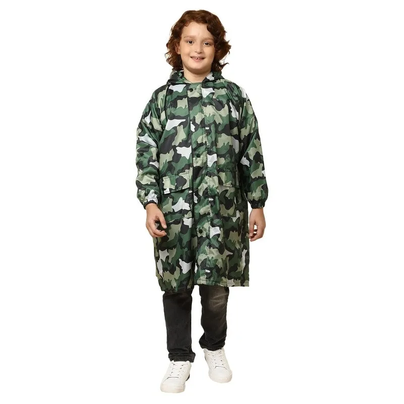 THE CLOWNFISH Archie Series Kids Waterproof PVC Longcoat with Adjustable Hood & Extra Space for Backpack/Schoolbag Holding. Plastic Pouch. Kid Age-9-10 years (Size-36-Pink)