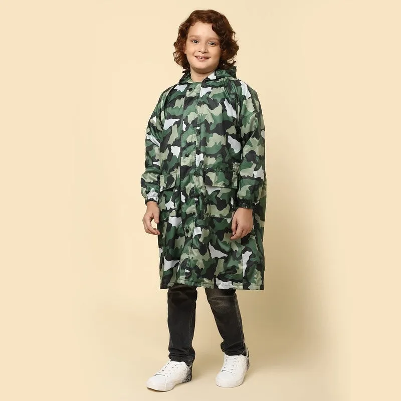 THE CLOWNFISH Archie Series Kids Waterproof PVC Longcoat with Adjustable Hood & Extra Space for Backpack/Schoolbag Holding. Plastic Pouch. Kid Age-9-10 years (Size-36-Pink)