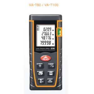 VA-T100, Laser Distance Meter. Range 0.05 - 100M, Accuracy  /-2mm, 635Nm Laser, Class 2, 30 Measurement Storage