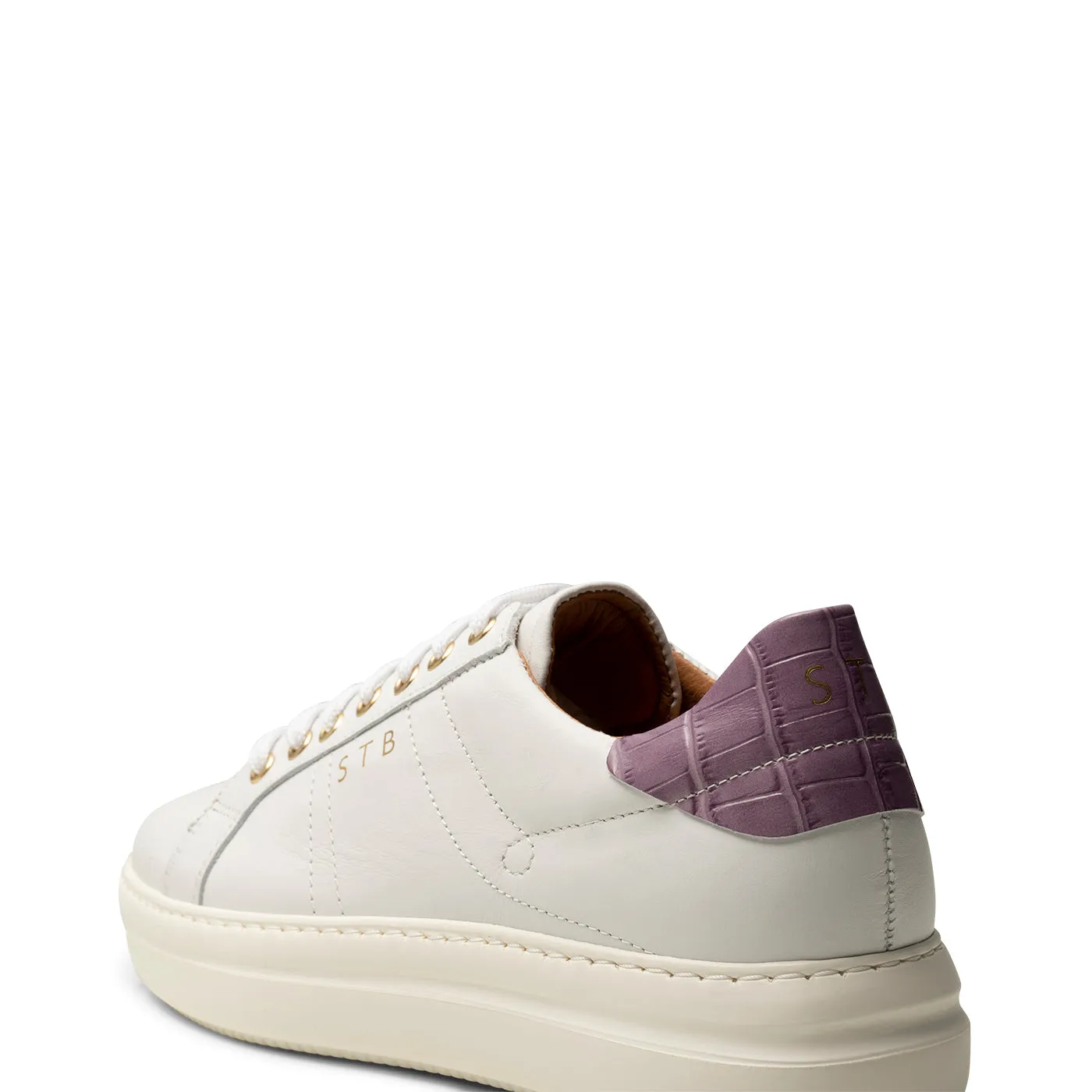 Valda sneaker læder - WHITE/LAVENDER CROCO