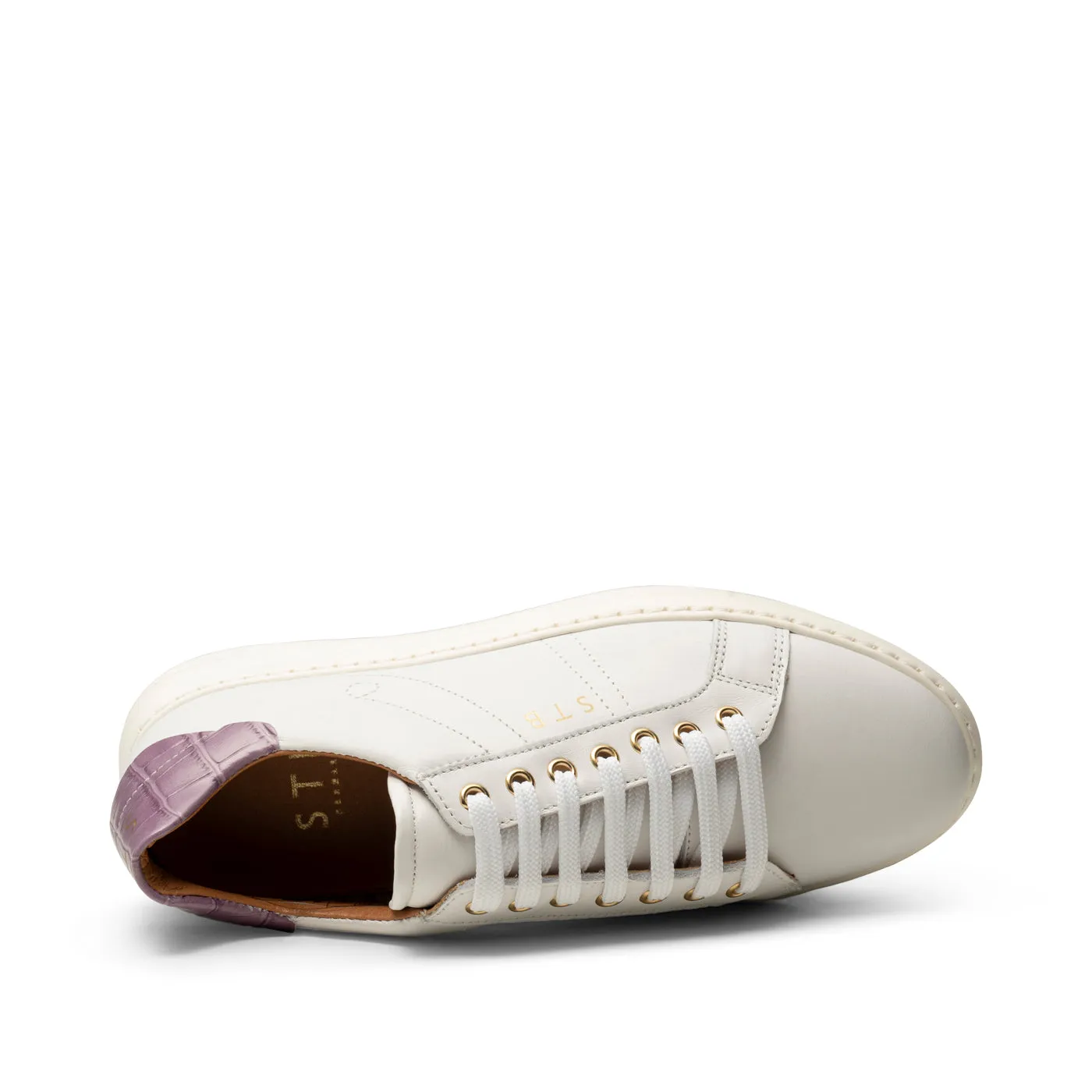 Valda sneaker læder - WHITE/LAVENDER CROCO