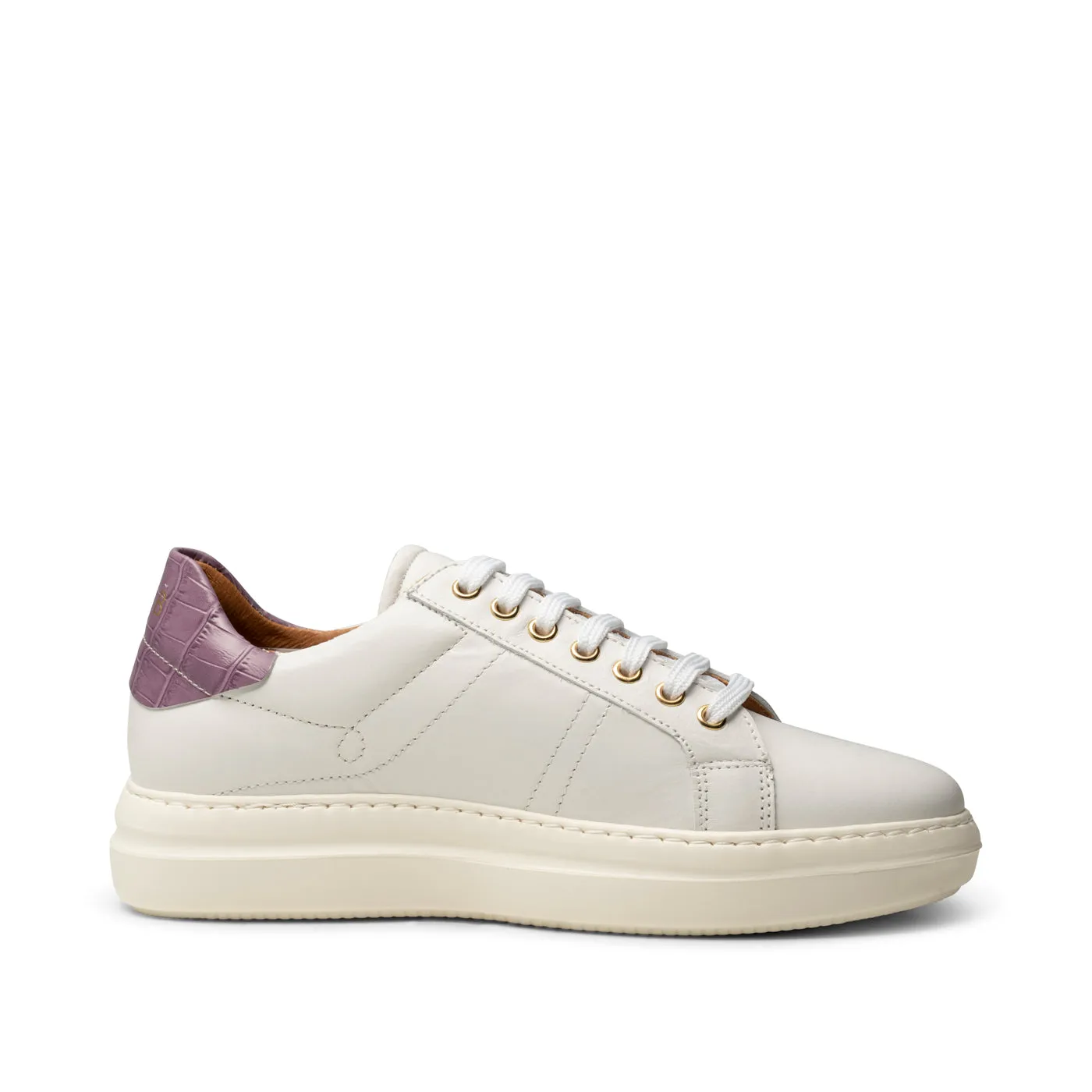 Valda sneaker læder - WHITE/LAVENDER CROCO