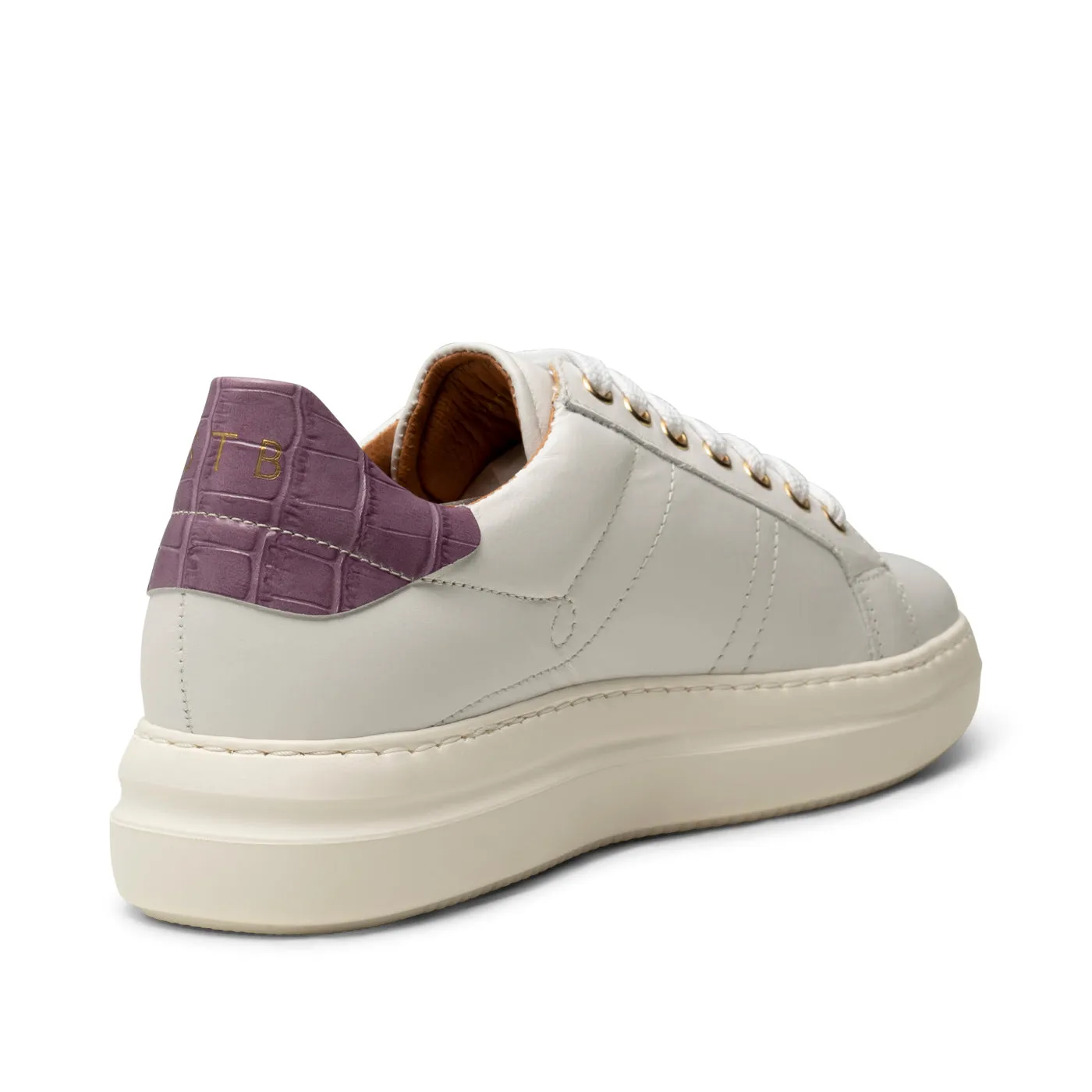Valda sneaker læder - WHITE/LAVENDER CROCO