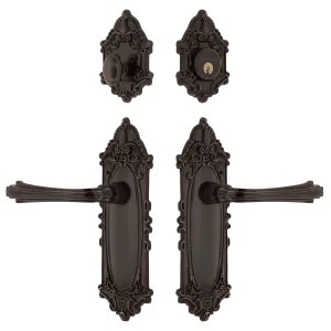 Victorian Entry Set with Fleur Lever in Timeless Bronze