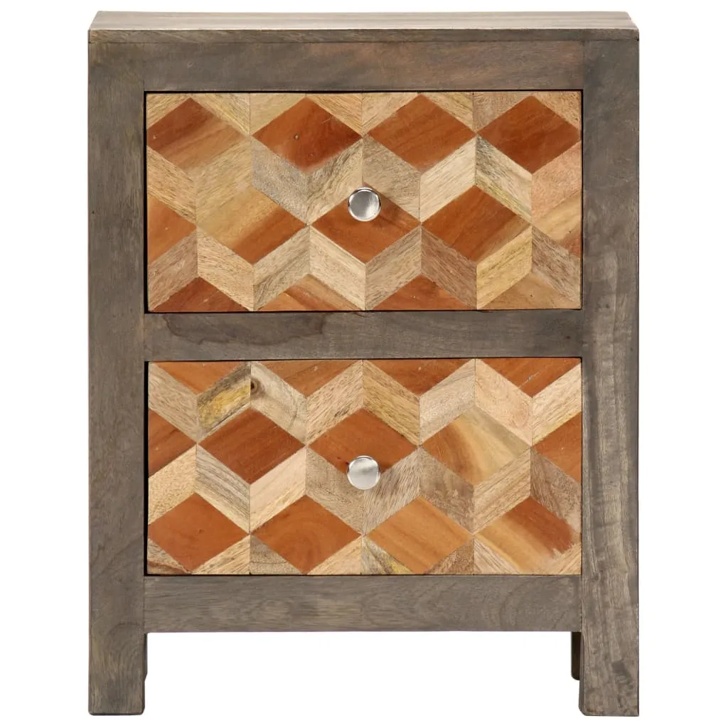 vidaXL Bedside Cabinet Grey 40x30x50 cm Solid Mango Wood