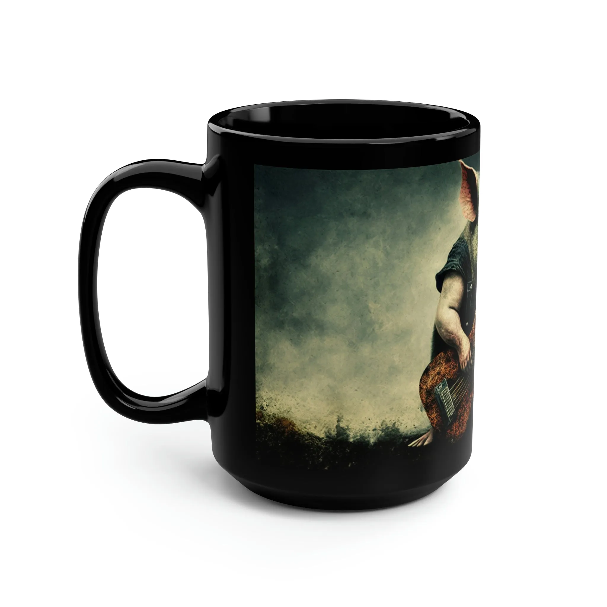 Vintage Pig Hog Playing Guitar - 15 oz Coffee Mug