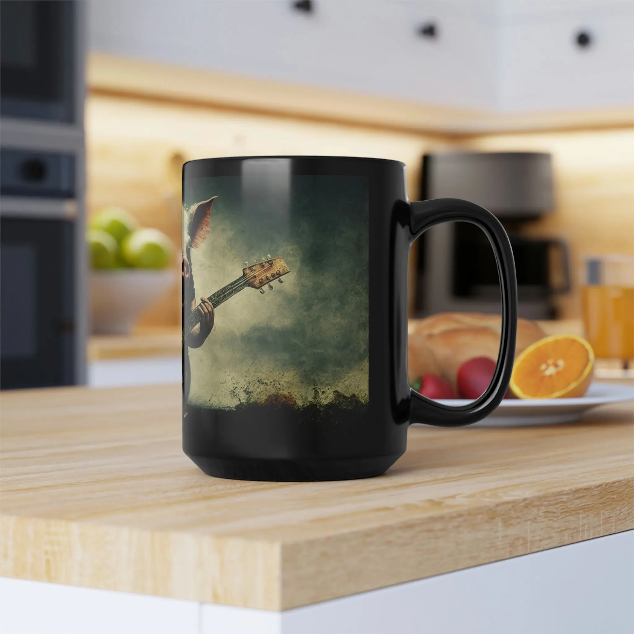Vintage Pig Hog Playing Guitar - 15 oz Coffee Mug