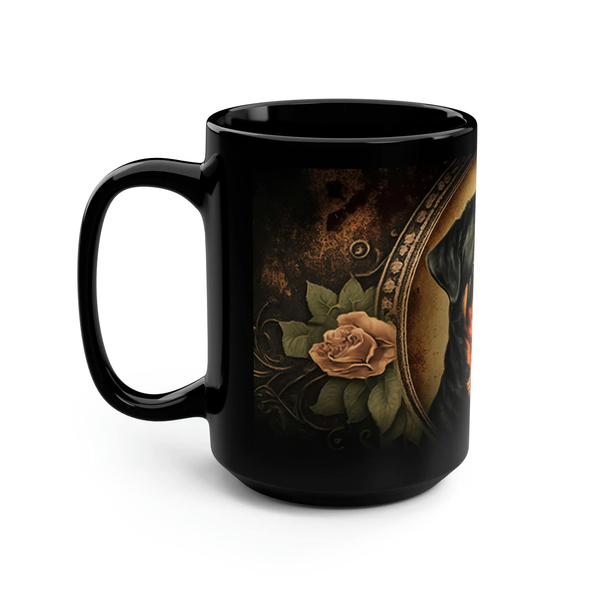 Vintage Victorian Rottweiler Portrait - 15 oz Coffee Mug