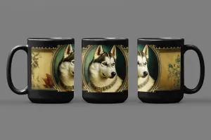 Vintage Victorian Siberian Husky Portrait - 15 oz Coffee Mug