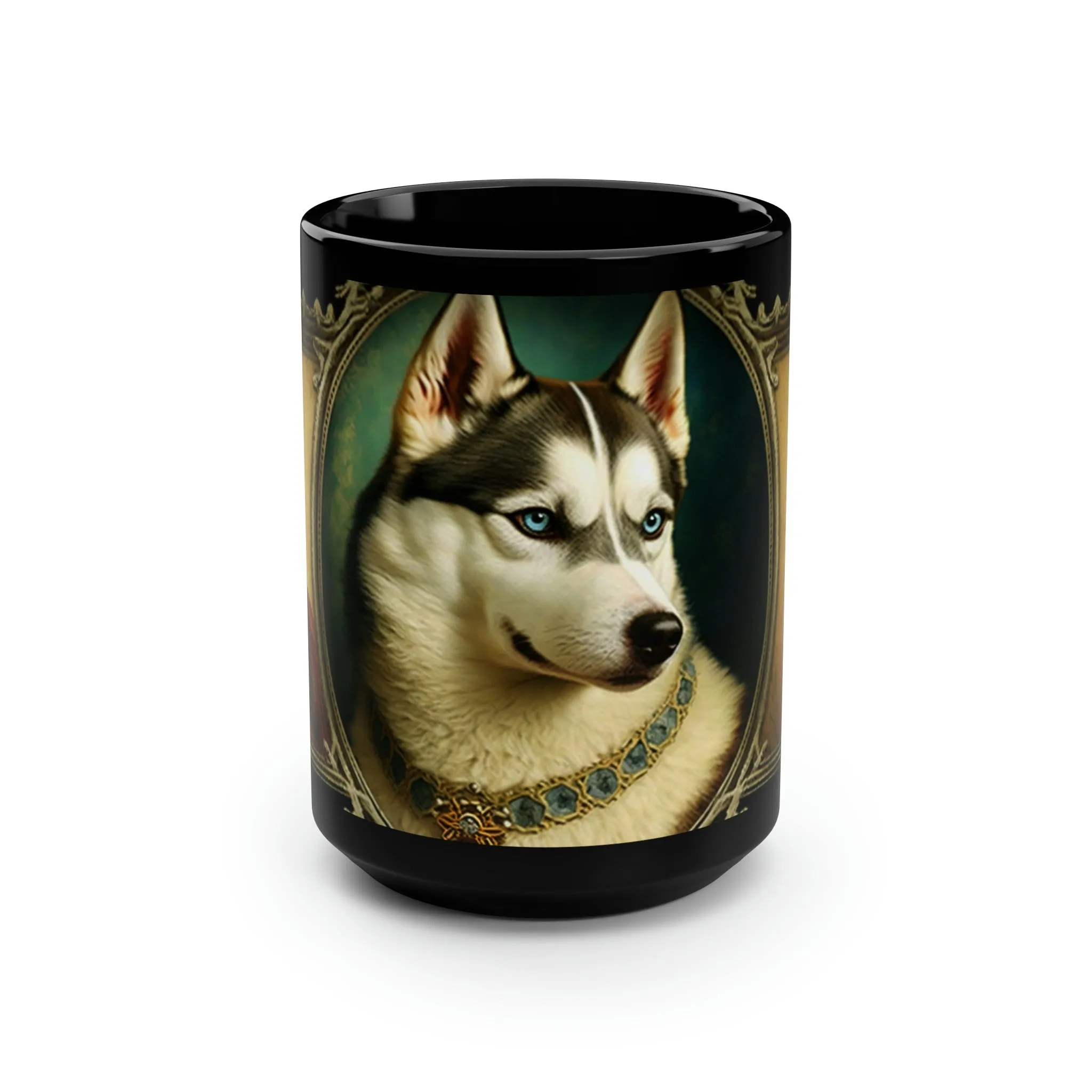 Vintage Victorian Siberian Husky Portrait - 15 oz Coffee Mug