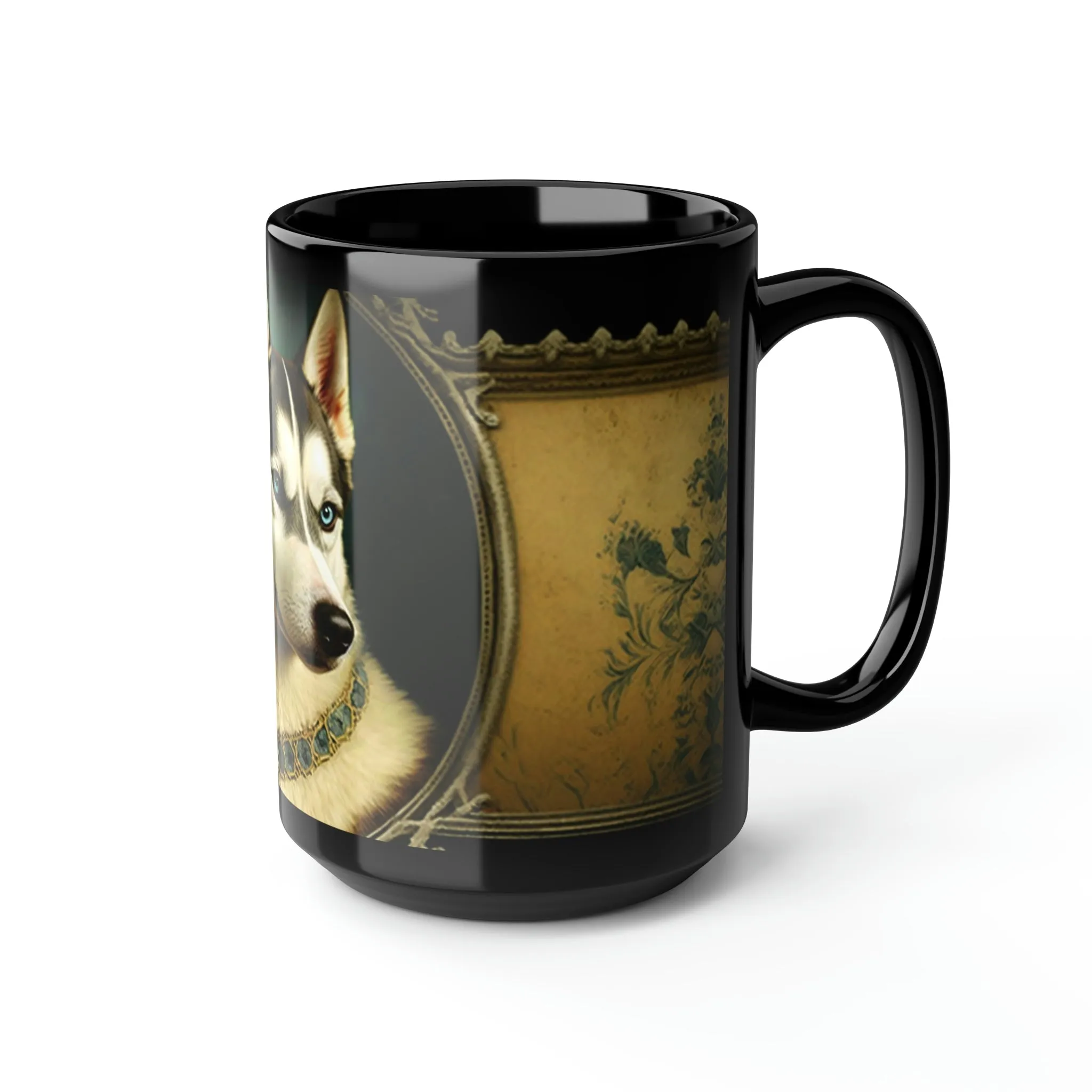 Vintage Victorian Siberian Husky Portrait - 15 oz Coffee Mug