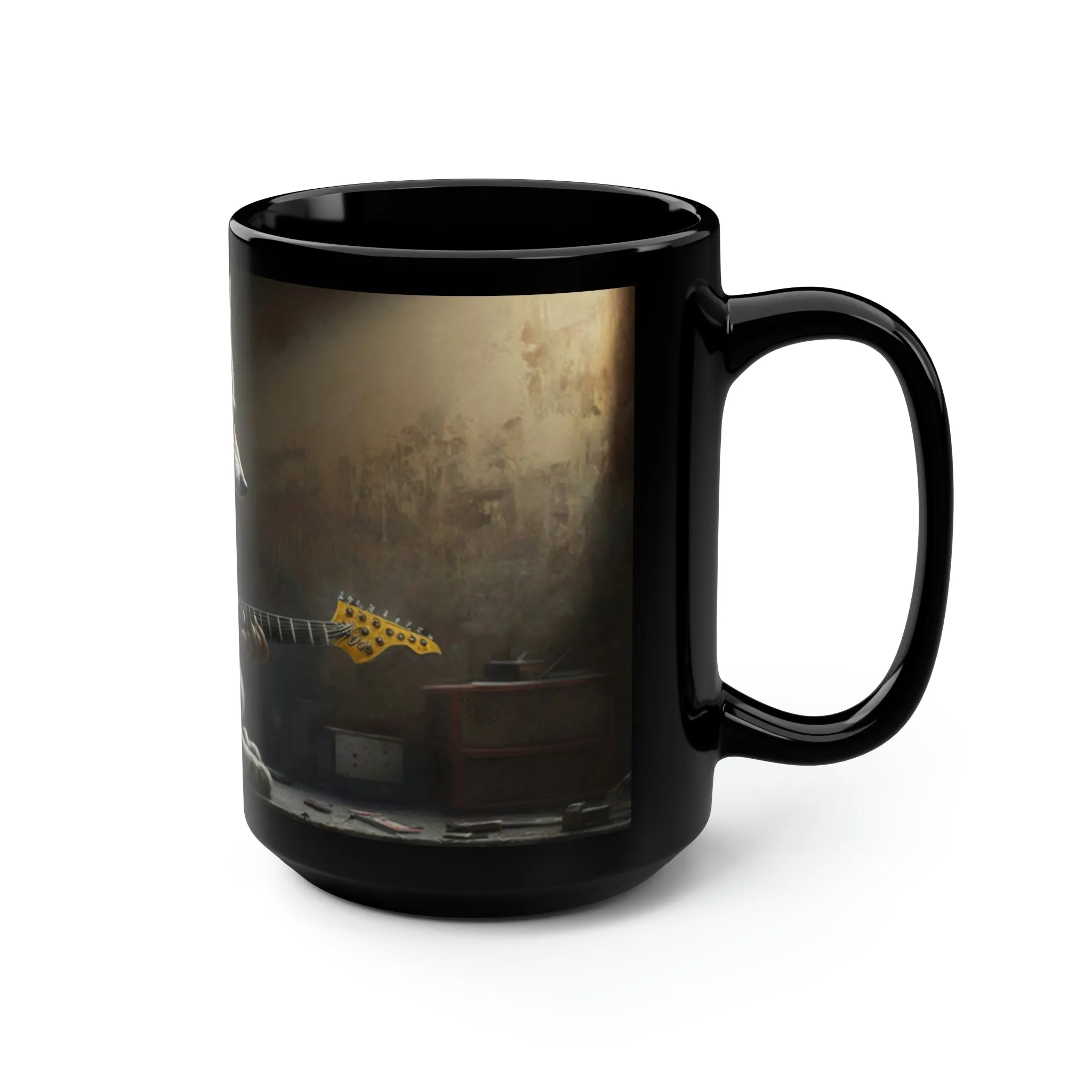 Vintage Wolf Playing Guitar - 15 oz Coffee Mug