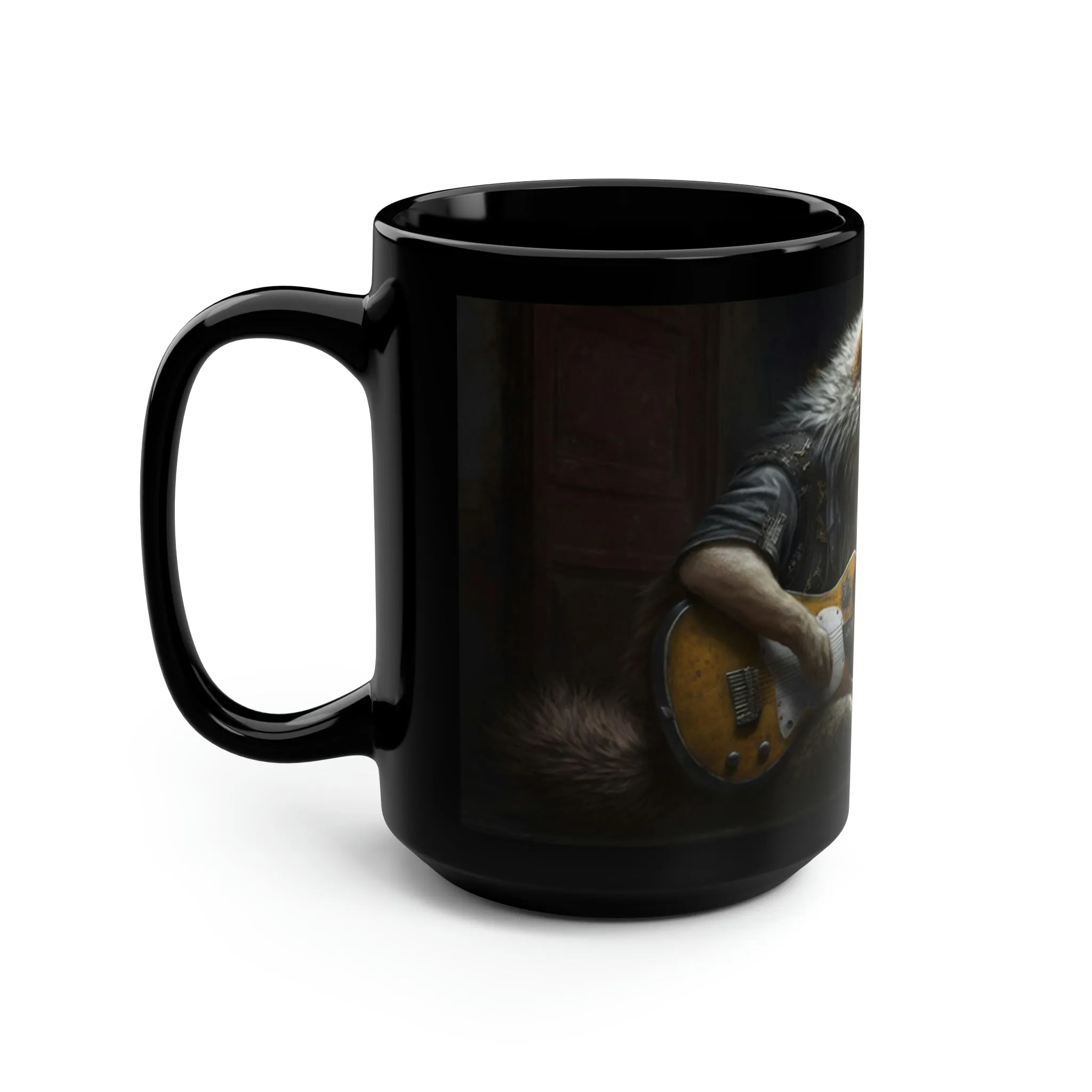 Vintage Wolf Playing Guitar - 15 oz Coffee Mug