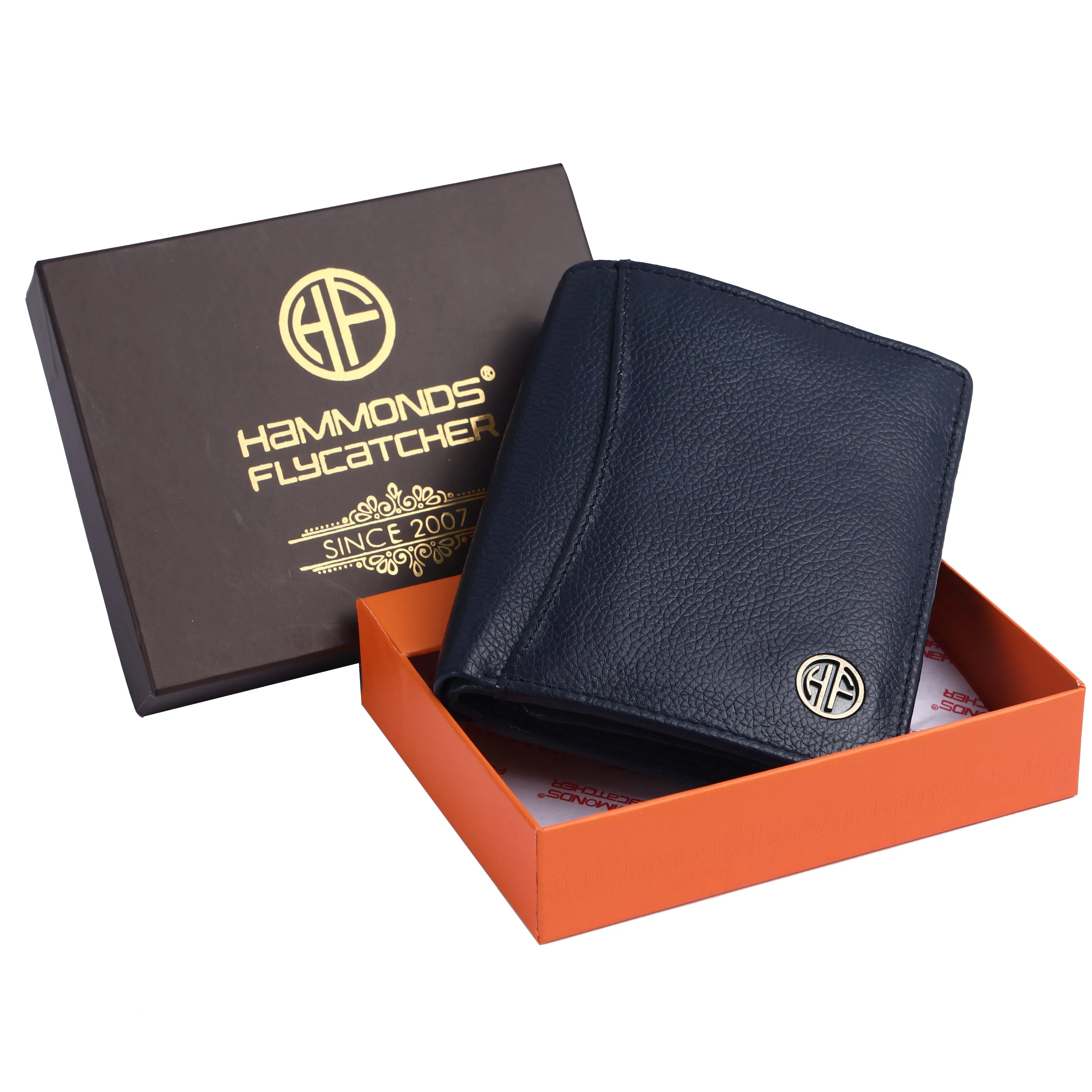 Wallet for Men - Blue | Genuine Leather Bifold Money Wallet | RFID Protected | 9 Card Slots, 2 ID Card