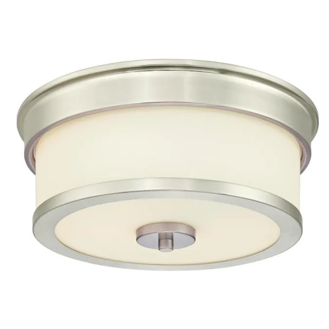 Westinghouse 6327400 2 Light Flush Brushed Nickel Finish with Frosted Opal Glass
