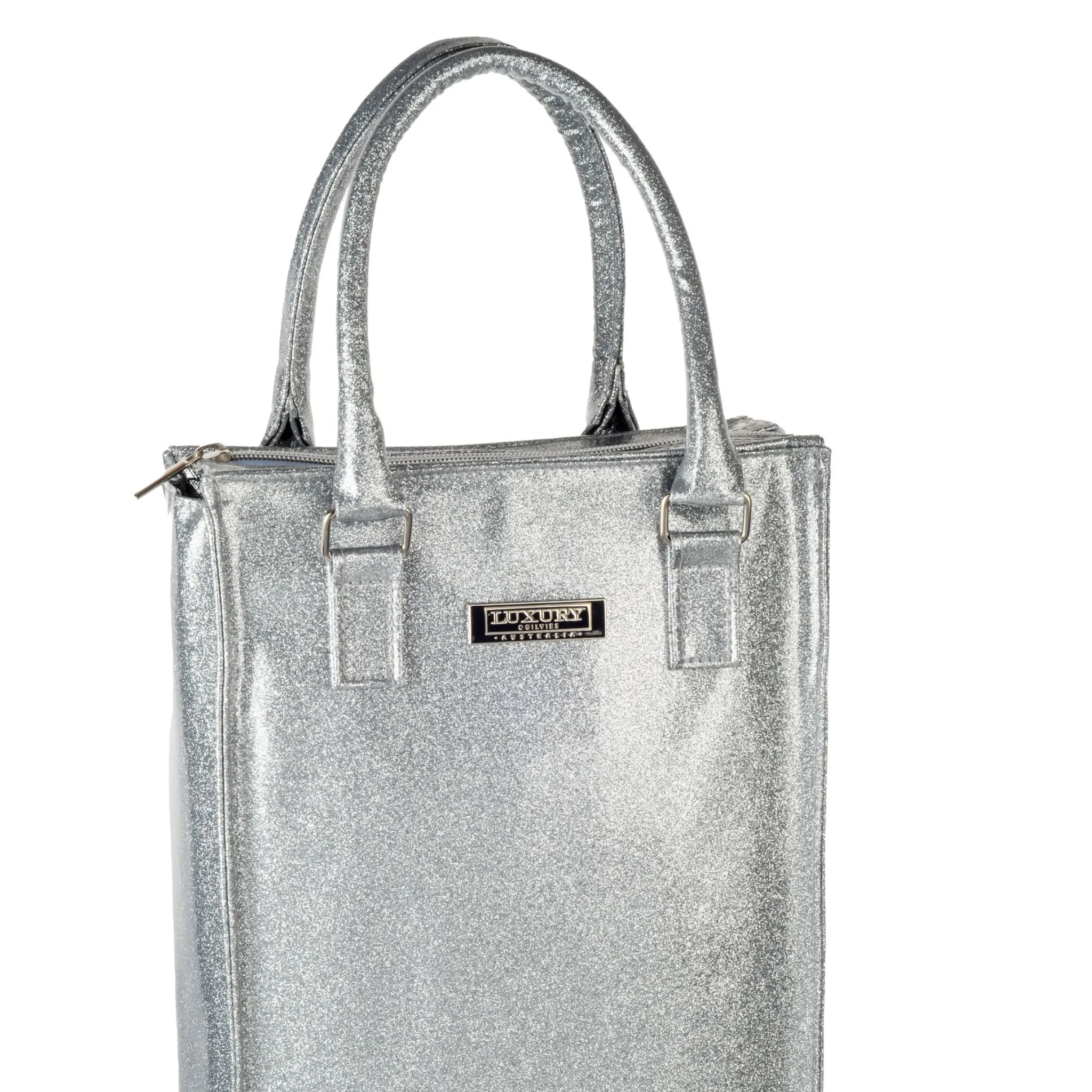 Wine Cooler Bag in Silver Glitter