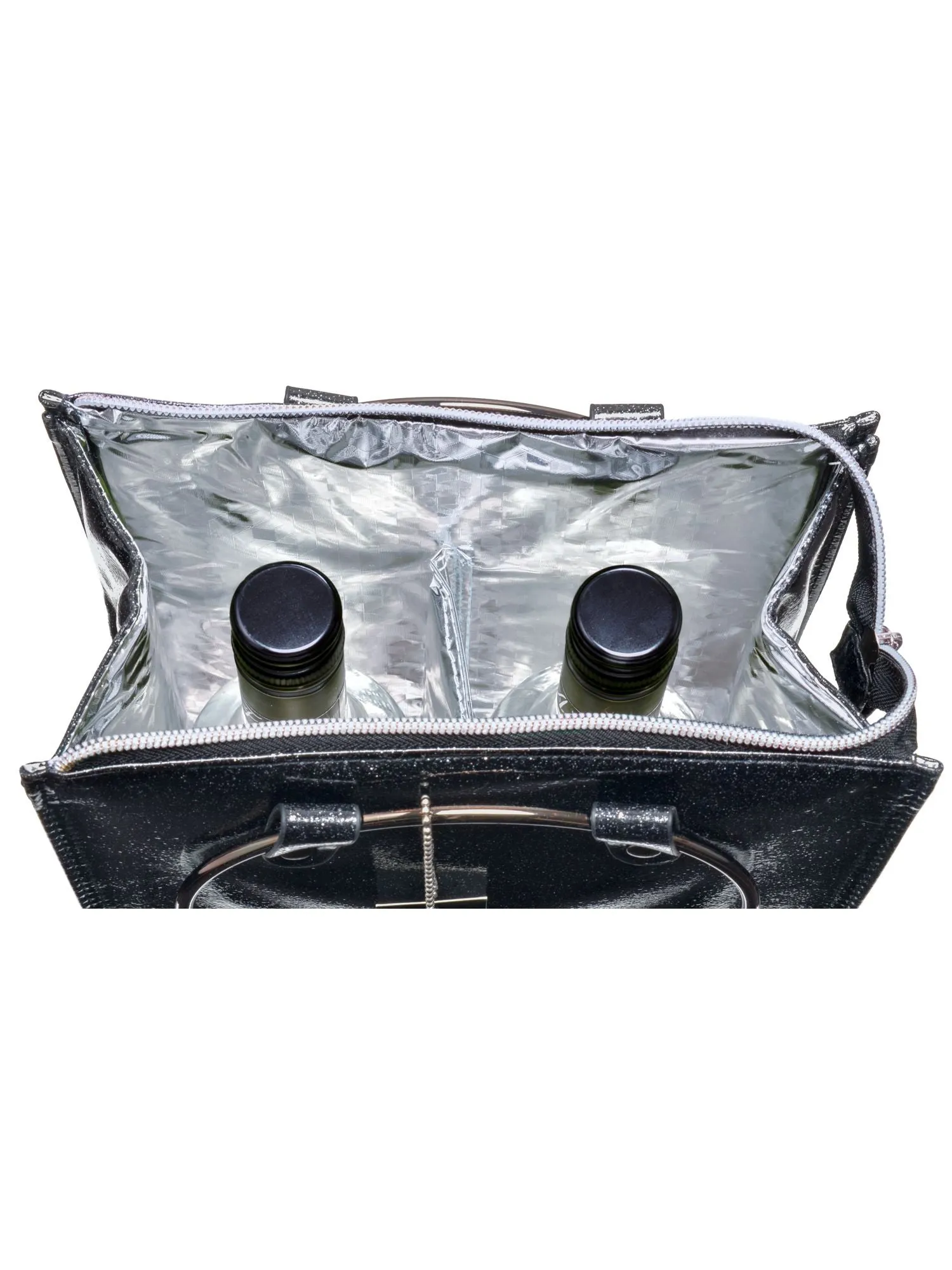 Wine Cooler Bag in Silver Glitter