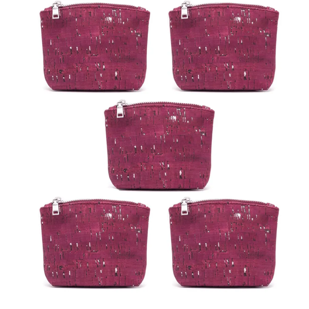 Wine Speckled Cork Zipper Coin Purse