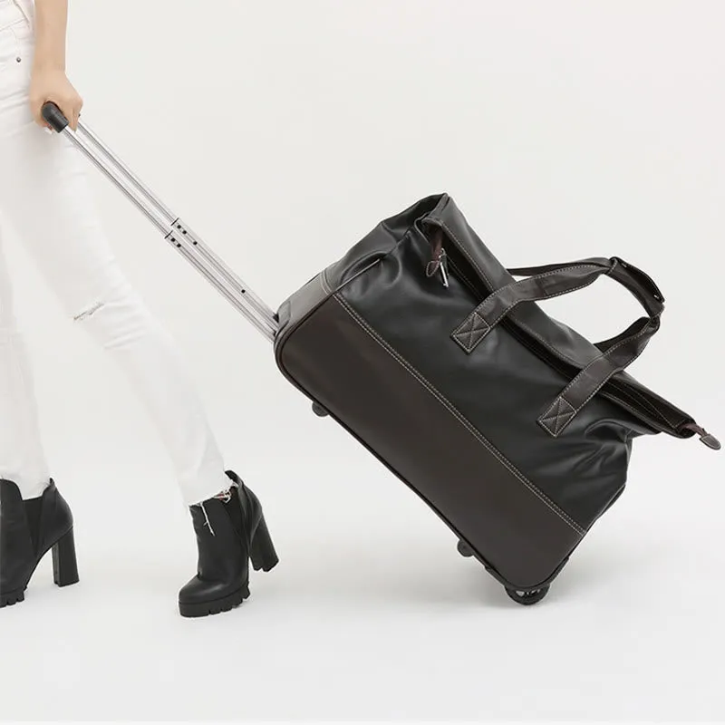 Women Men Portable Travel Bag Large Leather Duffle Bag