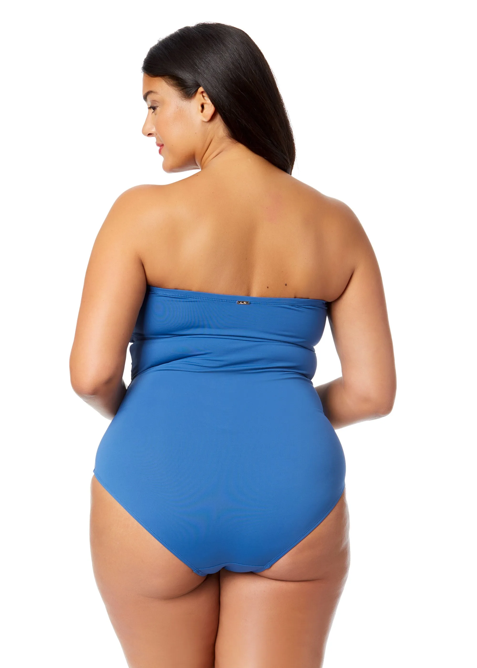Women's Plus Live In Color Twist Front Shirred One Piece Swimsuit