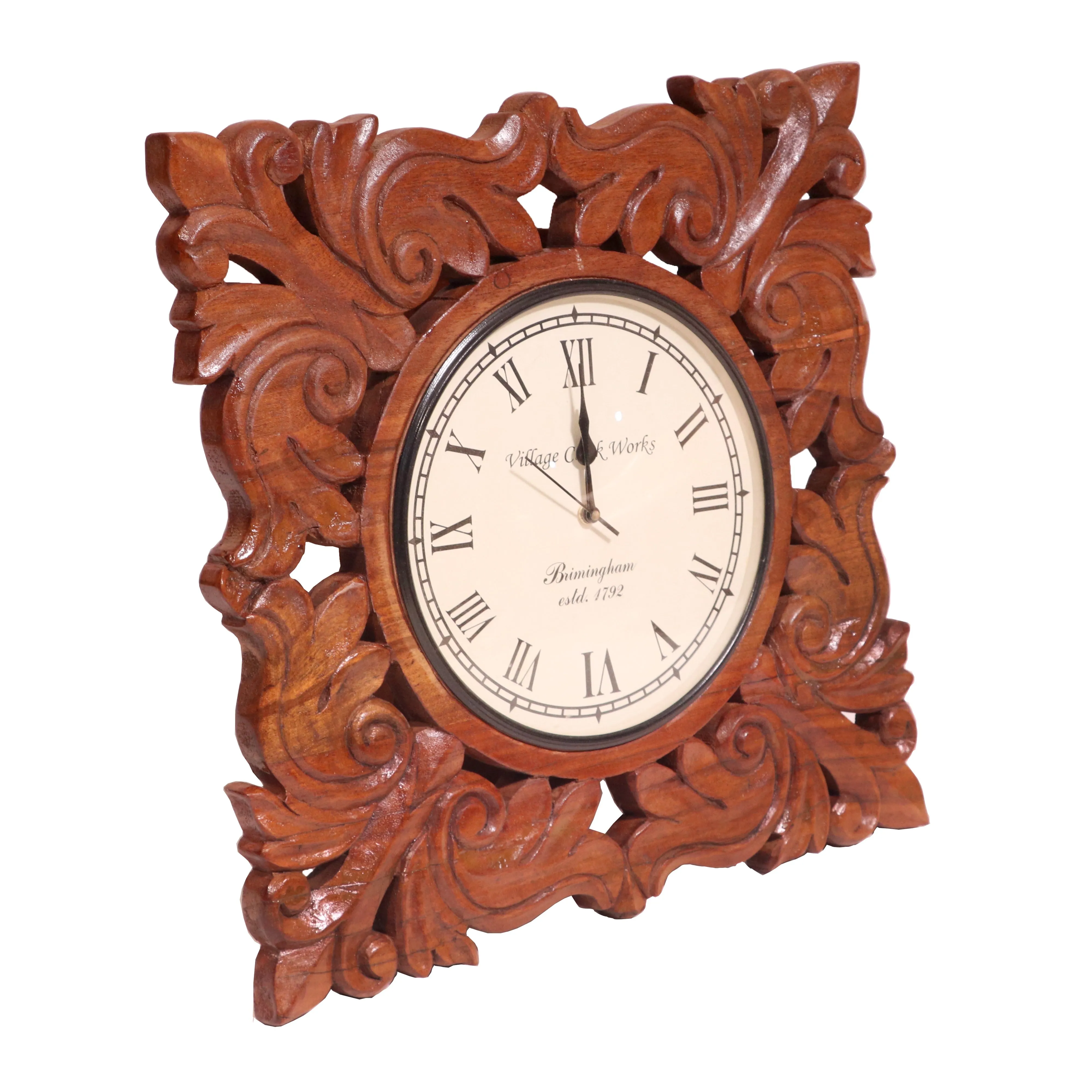 Wooden Diamond clock in natural polish